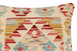 handmade Traditional Pillow Beige Red Hand-Woven SQUARE 100% WOOL  Hand woven turkish pillow  2 x 2