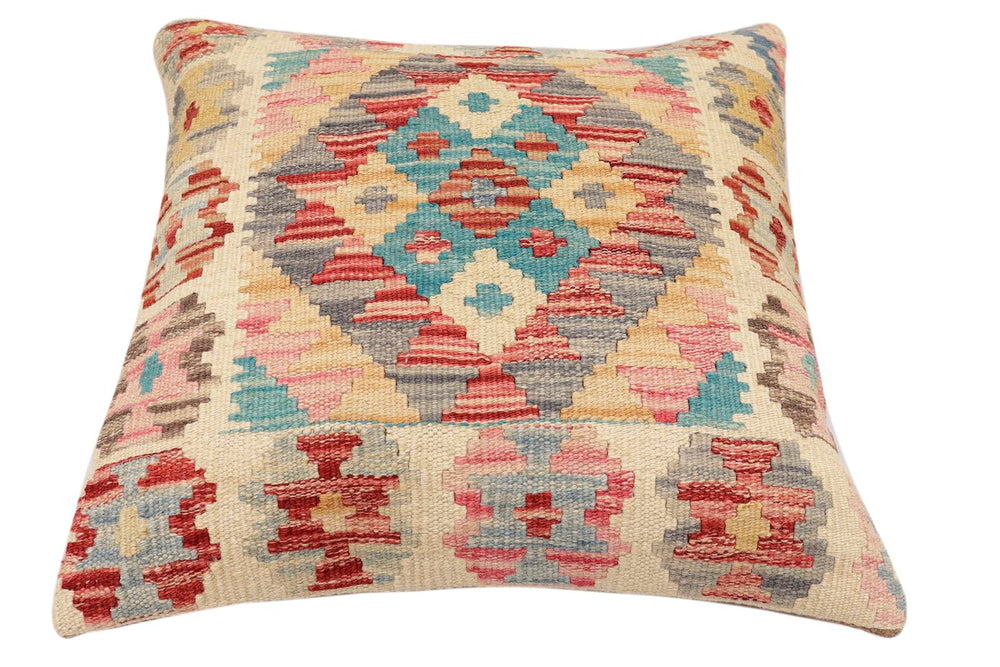 handmade Traditional Pillow Red Blue Hand-Woven SQUARE 100% WOOL Hand woven turkish pillow2' x 2'