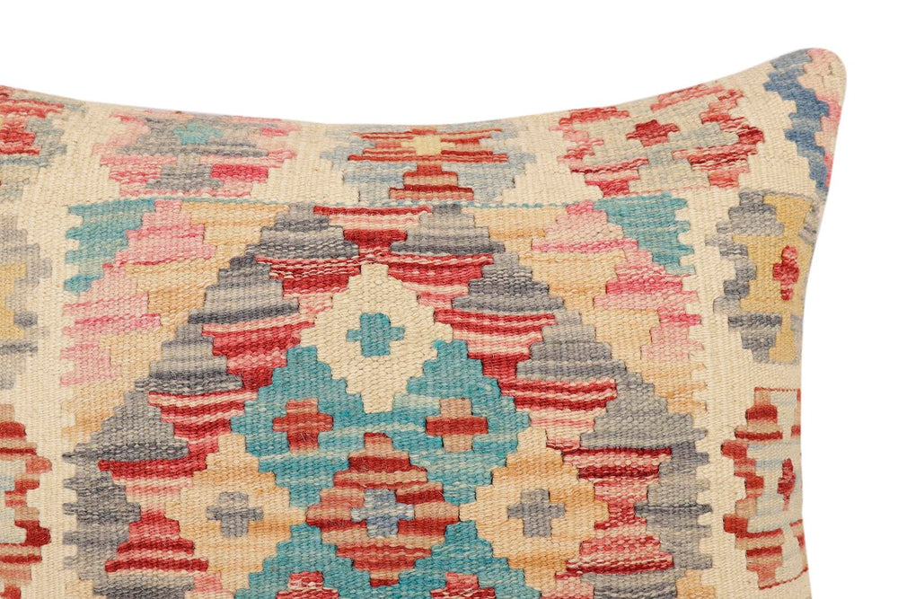 handmade Traditional Pillow Red Blue Hand-Woven SQUARE 100% WOOL Hand woven turkish pillow2' x 2'