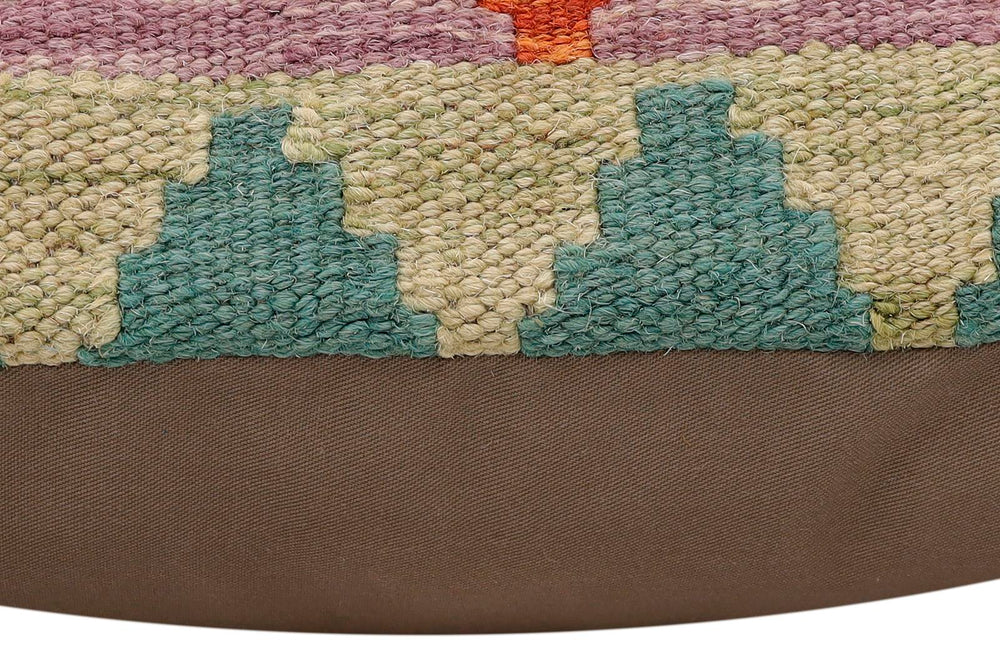 handmade Traditional Pillow Rust Blue Hand-Woven SQUARE 100% WOOL Hand woven turkish pillow2' x 2'