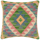 handmade Traditional Pillow Blue Beige Hand-Woven SQUARE 100% WOOL Hand woven turkish pillow2 x 2