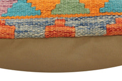 handmade Traditional Pillow Rust Blue Hand-Woven SQUARE 100% WOOL Hand woven turkish pillow2' x 2'