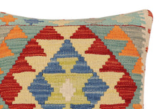 handmade Traditional Pillow Rust Blue Hand-Woven SQUARE 100% WOOL Hand woven turkish pillow2' x 2'