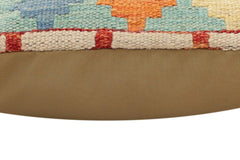 handmade Traditional Pillow Rust Blue Hand-Woven SQUARE 100% WOOL Hand woven turkish pillow2' x 2'