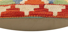 handmade Traditional Pillow Rust Blue Hand-Woven SQUARE 100% WOOL Hand woven turkish pillow2' x 2'