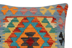handmade Traditional Pillow Rust Blue Hand-Woven SQUARE 100% WOOL Hand woven turkish pillow2' x 2'