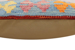 handmade Traditional Pillow Rust Blue Hand-Woven SQUARE 100% WOOL Hand woven turkish pillow2' x 2'