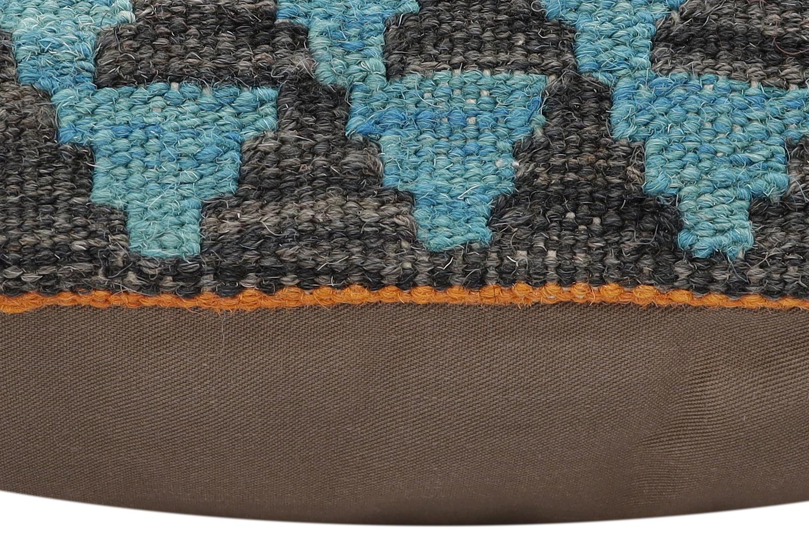 handmade Traditional Pillow Rust Blue Hand-Woven SQUARE 100% WOOL Hand woven turkish pillow2' x 2'