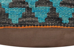handmade Traditional Pillow Rust Blue Hand-Woven SQUARE 100% WOOL Hand woven turkish pillow2' x 2'
