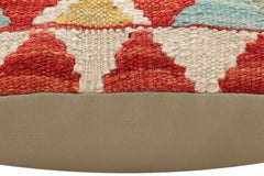 handmade Traditional Pillow Rust Blue Hand-Woven SQUARE 100% WOOL Hand woven turkish pillow2' x 2'