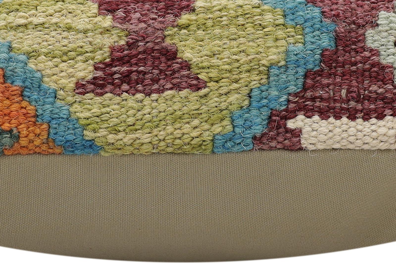 handmade Traditional Pillow Rust Blue Hand-Woven SQUARE 100% WOOL Hand woven turkish pillow2' x 2'