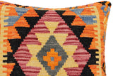 handmade Traditional Pillow Rust Blue Hand-Woven SQUARE 100% WOOL Hand woven turkish pillow2' x 2'