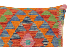 handmade Traditional Pillow Rust Blue Hand-Woven SQUARE 100% WOOL Hand woven turkish pillow2' x 2'