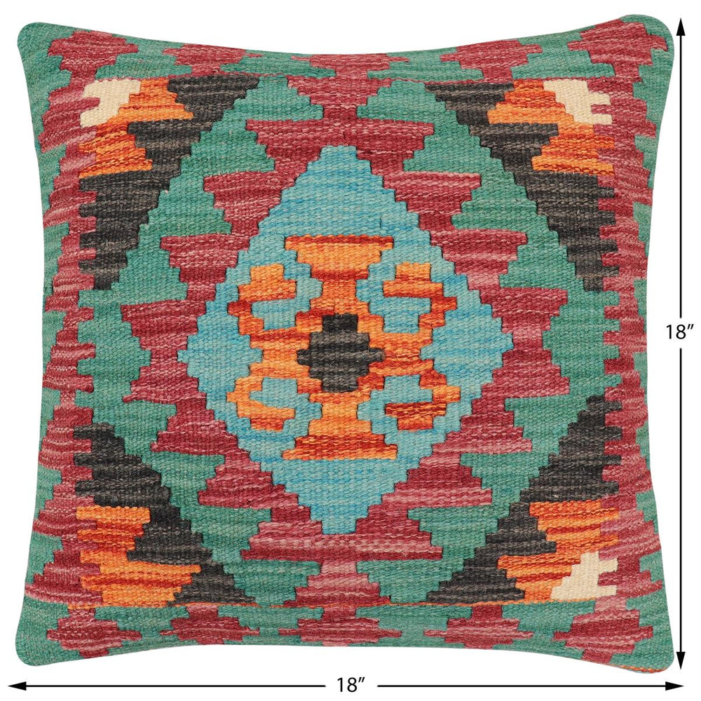 handmade Traditional Pillow Rust Red Hand-Woven SQUARE 100% WOOL Hand woven turkish pillow2' x 2'