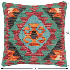 handmade Traditional Pillow Rust Red Hand-Woven SQUARE 100% WOOL Hand woven turkish pillow2' x 2'