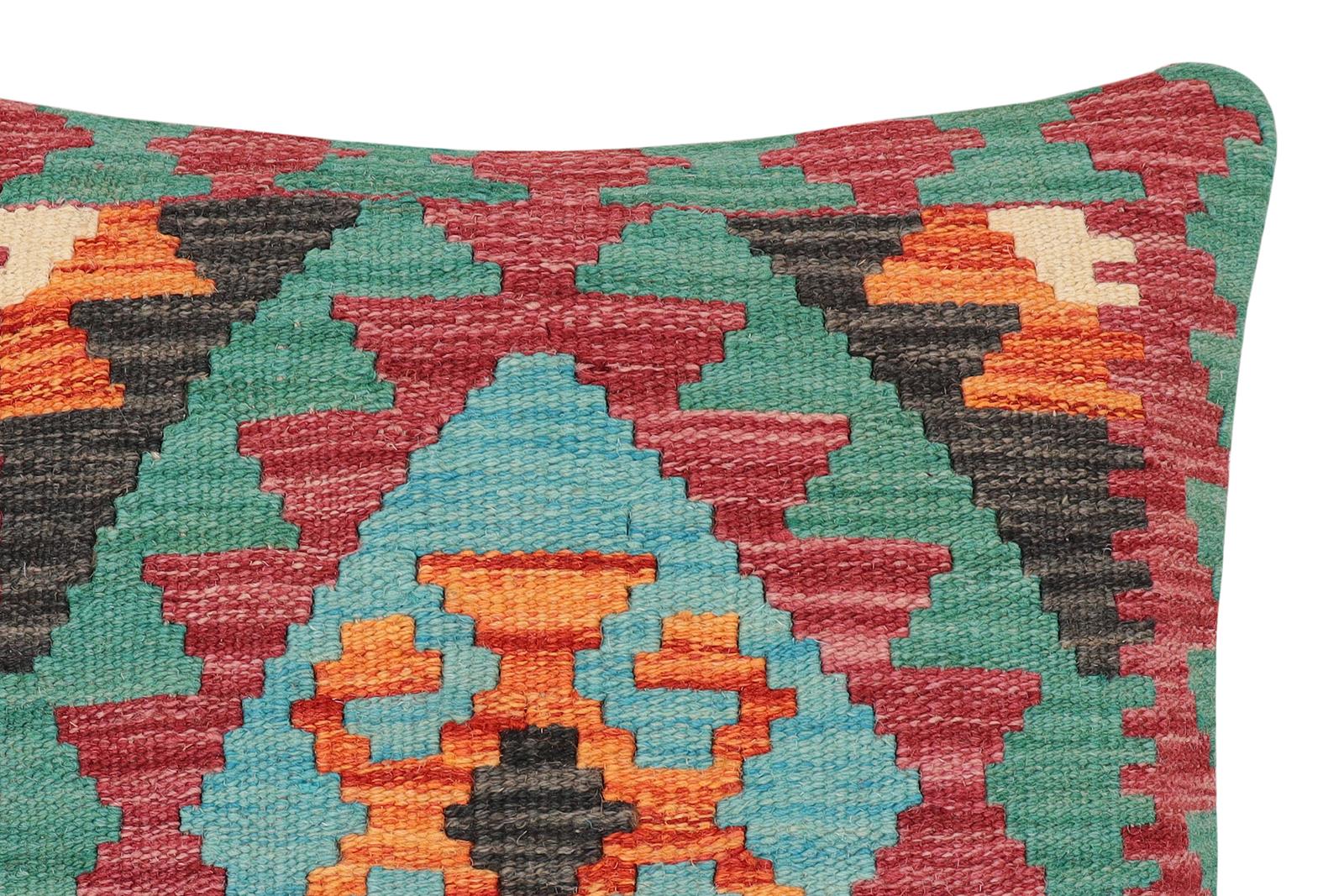 handmade Traditional Pillow Rust Red Hand-Woven SQUARE 100% WOOL Hand woven turkish pillow2' x 2'