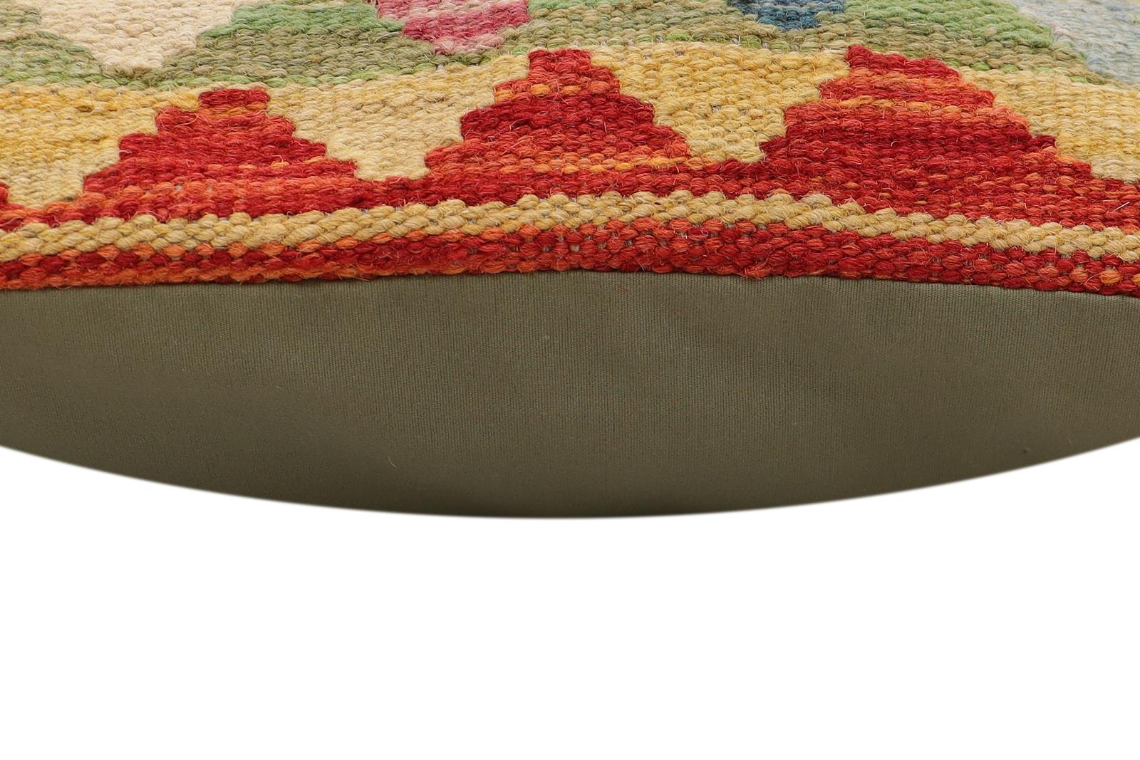 handmade Traditional Pillow Rust Blue Hand-Woven SQUARE 100% WOOL  Hand woven turkish pillow  PILLOW