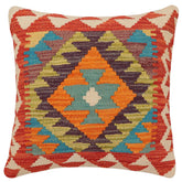 handmade Traditional Pillow Rust Beige Hand-Woven SQUARE 100% WOOL Hand woven turkish pillow 2 x 2