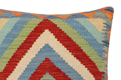 handmade Traditional Pillow Rust Blue Hand-Woven SQUARE 100% WOOL Hand woven turkish pillow2' x 2'