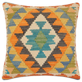 handmade Traditional Pillow Blue Gray Hand-Woven SQUARE 100% WOOL Hand woven turkish pillow 2 x 2