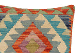handmade Traditional Pillow Rust Blue Hand-Woven SQUARE 100% WOOL Hand woven turkish pillow2' x 2'