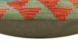 handmade Traditional Pillow Rust Blue Hand-Woven SQUARE 100% WOOL Hand woven turkish pillow2' x 2'