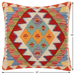 handmade Traditional Pillow Rust Beige Hand-Woven SQUARE 100% WOOL Hand woven turkish pillow2' x 2'