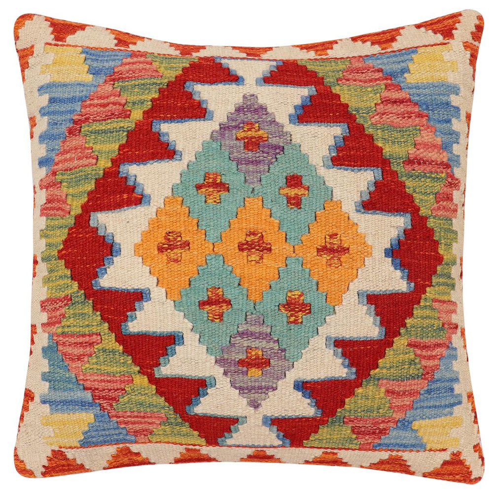 handmade Traditional Pillow Rust Beige Hand-Woven SQUARE 100% WOOL Hand woven turkish pillow2' x 2'