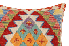 handmade Traditional Pillow Rust Beige Hand-Woven SQUARE 100% WOOL Hand woven turkish pillow2' x 2'