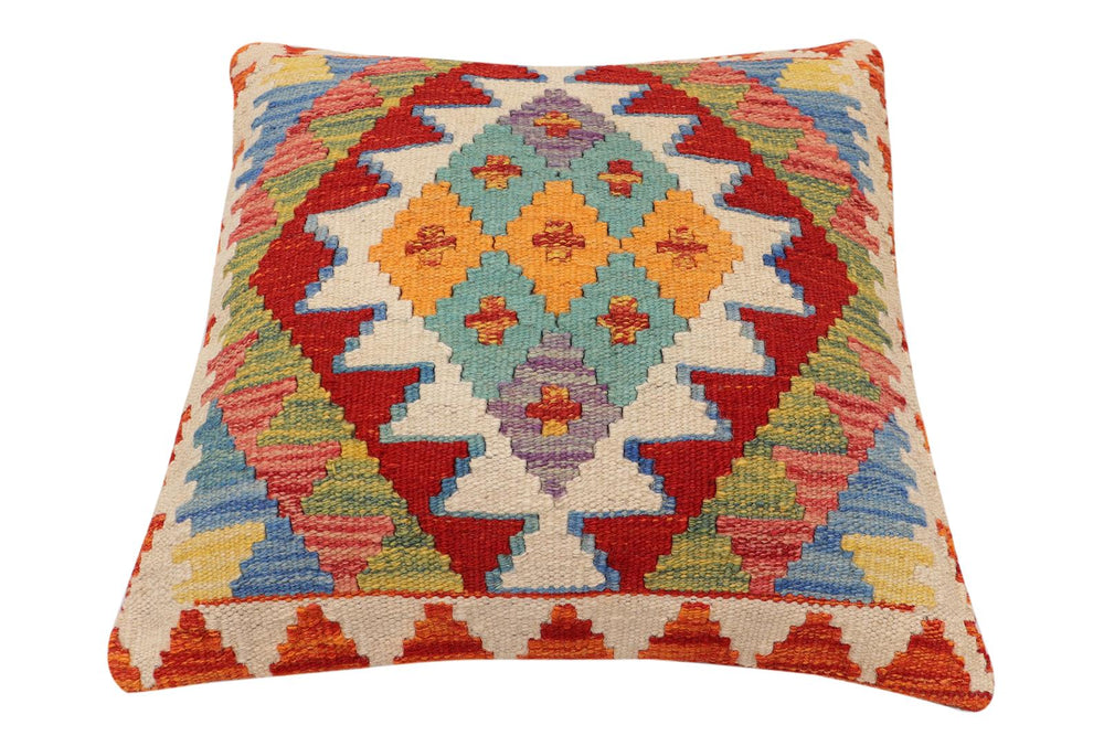 handmade Traditional Pillow Rust Beige Hand-Woven SQUARE 100% WOOL Hand woven turkish pillow2' x 2'