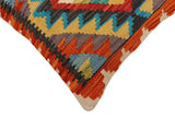 handmade Traditional Pillow Rust Blue Hand-Woven SQUARE 100% WOOL  Hand woven turkish pillow  2 x 2