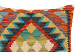 handmade Traditional Pillow Rust Blue Hand-Woven SQUARE 100% WOOL  Hand woven turkish pillow  2 x 2
