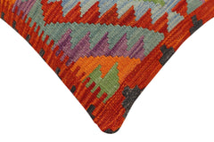 handmade Traditional Pillow Rust Blue Hand-Woven SQUARE 100% WOOL Hand woven turkish pillow2' x 2'