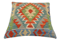 handmade Traditional Pillow Rust Blue Hand-Woven SQUARE 100% WOOL Hand woven turkish pillow2' x 2'