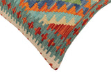 handmade Traditional Pillow Rust Blue Hand-Woven SQUARE 100% WOOL  Hand woven turkish pillow  2 x 2