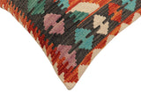 handmade Traditional Pillow Rust Blue Hand-Woven SQUARE 100% WOOL  Hand woven turkish pillow  2 x 2
