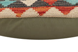 handmade Traditional Pillow Rust Blue Hand-Woven SQUARE 100% WOOL  Hand woven turkish pillow  2 x 2