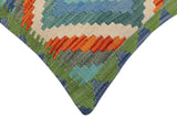 handmade Traditional Pillow Blue Rust Hand-Woven SQUARE 100% WOOL  Hand woven turkish pillow  2 x 2