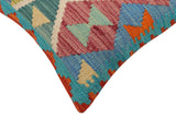 handmade Traditional Pillow Rust Blue Hand-Woven SQUARE 100% WOOL Hand woven turkish pillow2' x 2'