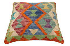 handmade Traditional Pillow Rust Blue Hand-Woven SQUARE 100% WOOL Hand woven turkish pillow2' x 2'