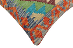 handmade Traditional Pillow Rust Blue Hand-Woven SQUARE 100% WOOL Hand woven turkish pillow2' x 2'