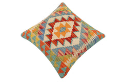 handmade Traditional Pillow Rust Blue Hand-Woven SQUARE 100% WOOL Hand woven turkish pillow2' x 2'