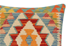 handmade Traditional Pillow Rust Blue Hand-Woven SQUARE 100% WOOL Hand woven turkish pillow2' x 2'