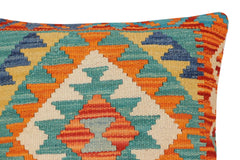 handmade Traditional Pillow Rust Blue Hand-Woven SQUARE 100% WOOL Hand woven turkish pillow2' x 2'