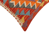 handmade Traditional Pillow Rust Blue Hand-Woven SQUARE 100% WOOL  Hand woven turkish pillow  2 x 2