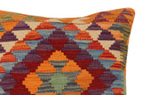handmade Traditional Pillow Rust Blue Hand-Woven SQUARE 100% WOOL Hand woven turkish pillow2' x 2'