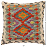 handmade Traditional Pillow Rust Blue Hand-Woven SQUARE 100% WOOL Hand woven turkish pillow2' x 2'