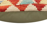 handmade Traditional Pillow Rust Blue Hand-Woven SQUARE 100% WOOL Hand woven turkish pillow2' x 2'