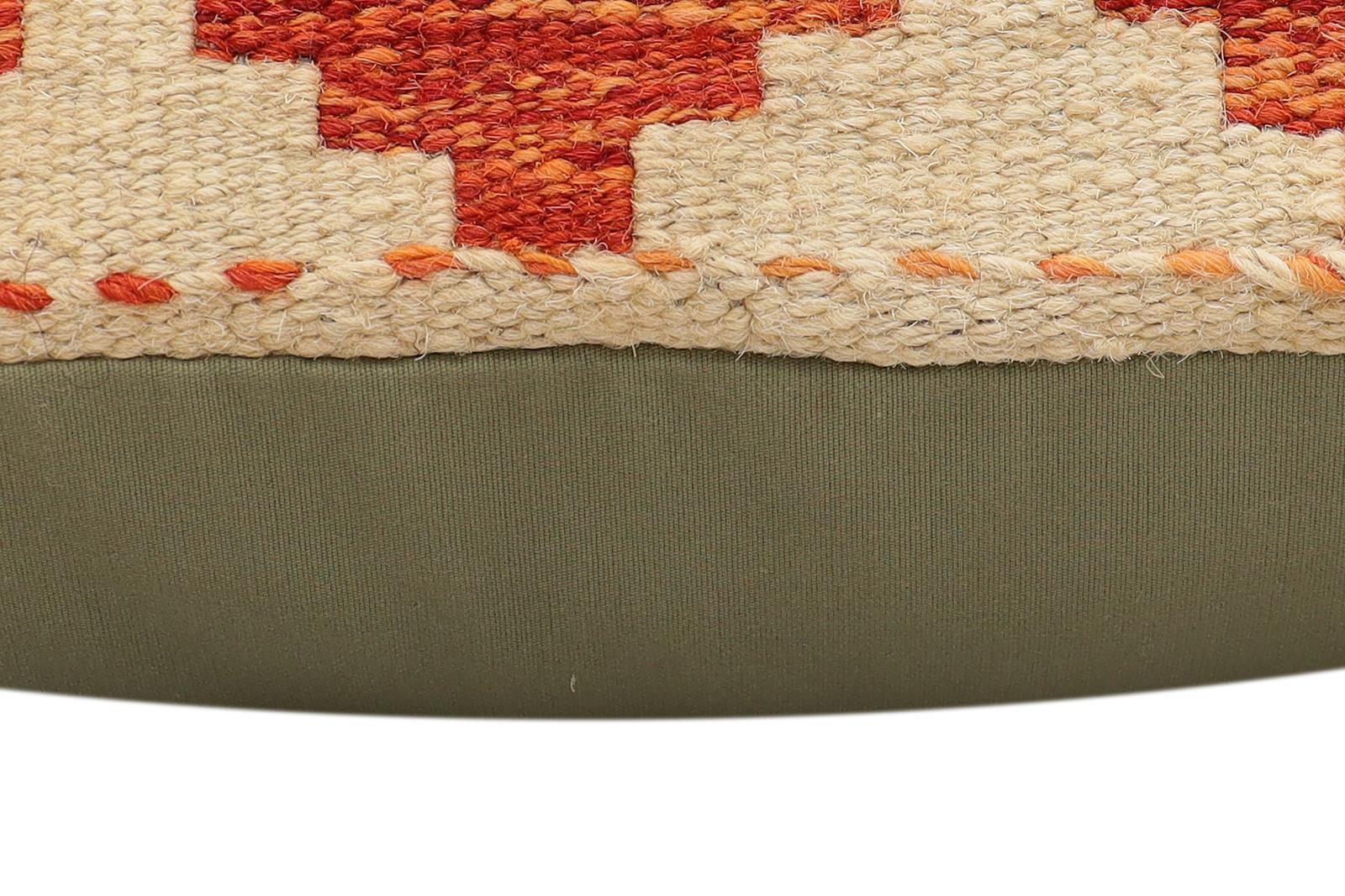 handmade Traditional Pillow Rust Blue Hand-Woven SQUARE 100% WOOL Hand woven turkish pillow2' x 2'