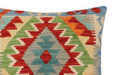 handmade Traditional Pillow Rust Blue Hand-Woven SQUARE 100% WOOL Hand woven turkish pillow2' x 2'